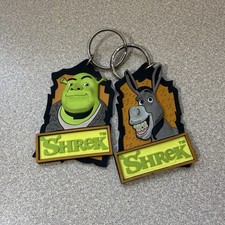 Llavero de juguete Shrek 3D de goma para shrek y burro Dreamworks 2001