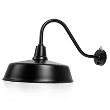 2inch Barn Lights Outdoor Gooseneck Lighting, Dusk to Dawn Black 21" Diameter 1