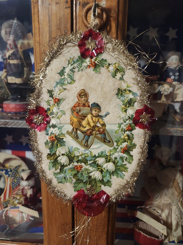 Antique Scrap And Cotton Victorian Ornament