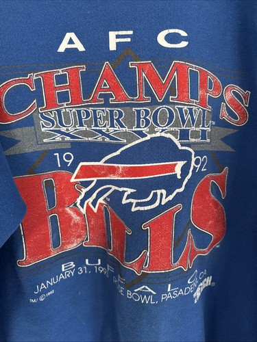 Vintage Buffalo Bills Sweatshirt Blue Trench AFC Champs Fits Adult Medium *READ - Picture 2 of 7