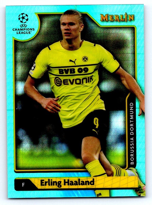 2021-22 Topps Merlin Chrome UEFA Erling Haaland #150 Aqua Prism Refractor b10f