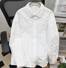 Men's Black White Cotton Formal Floral Decor Button Up Casual Shirt Fashion New