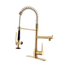 Brushed Kitchen Faucet with Pull Down Sprayer, Champagne Bronze Gold Classic