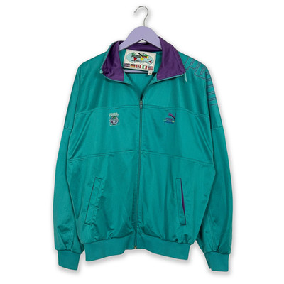 Puma Vintage International Sweatshirt hellblau mit Reißverschluss 90er Jahre - Größe L Herren