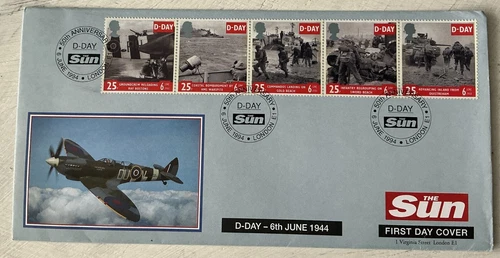 GB QEII 1994 D-Day The Sun Official FDC London E1 SHS