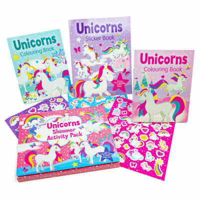 Unicorns Shimmer Activity Pack Colouring Sticker Books Kids Artist Pack ...