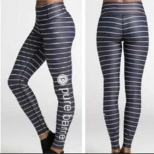 Pure Barre - Tavi High Waist 7/8 Legging - Black & White Stripe - Size:  XS NWOT