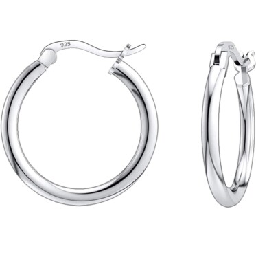 925 Sterling Silver Small 10MM Hoop Earrings Men Women