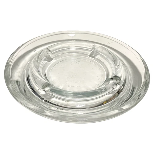 Vintage Ashtray MCM Clear Glass Round 6.25” Made In Mexico