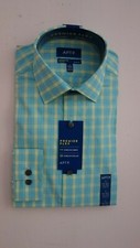 APT.9 PREMIER FLEX STRETCH FABRIC/COLLAR SLIM FIT Green/Tu Men's Dress Shirt 45