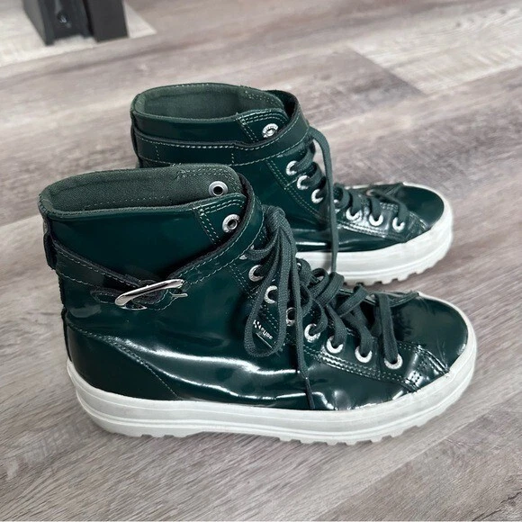 ALEXA CHUNG x Superga Patent Leather High Top Sneakers In Forest Green Size 7.5 - Image 2 of 4