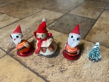 Cute Vintage Japan Satin Spun Styrofoam ball ornaments decoration SANTA SNOWMAN