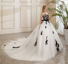 Black and white wedding dress,Ball gown for her,Strapless Wedding Reception gown