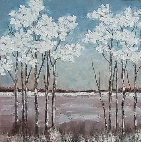 Winter Trees Landscape Original Oil Painting Abstract Trees Wall Art Handmade
