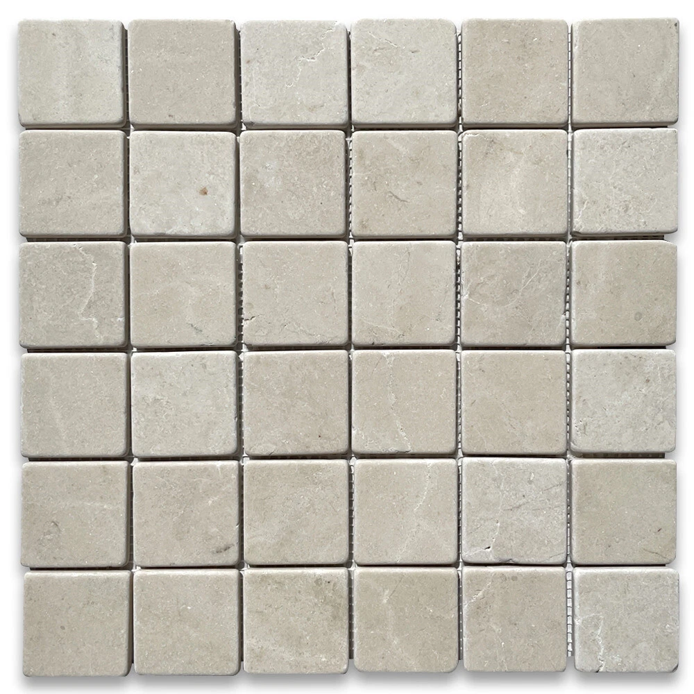 M25XT Non Slip Shower Floor Tumbled Crema Marfil Marble 2x2 Square 