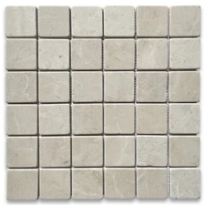 M25XT Non Slip Shower Floor Tumbled Crema Marfil Marble 2x2 Square Tile