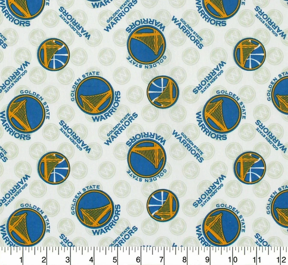 NBA Golden State Warriors Tossed Logo Cotton Fabric By The 1/4, 1/2, Yard 44"W - Image 2 of 2