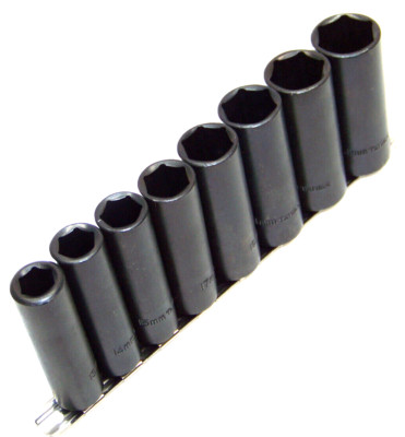 9 pc 1/2'' DR Deep Air Impact Socket Metric 1/2in Drive Sockets Black  MM  Set