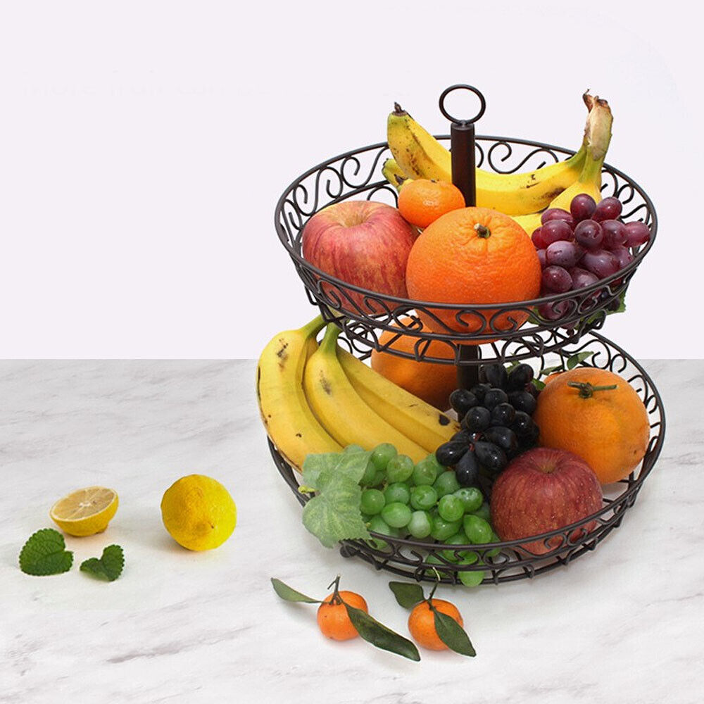 2-stufiger Obstkorbhalter Regal Tablett Gemüseschüssel Aufbewahrung Ständer Esstisch