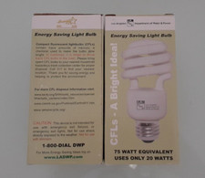 Qty x2 CFLs bright idea energy saving light bulb 75 watt brightness uses only 20