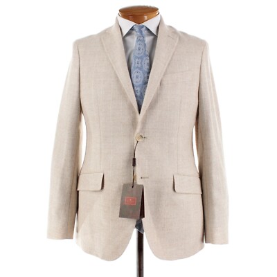 Etro NWT Alpaca / Linen Blend Sport Coat Size 50 (40 US) In Beige Striped
