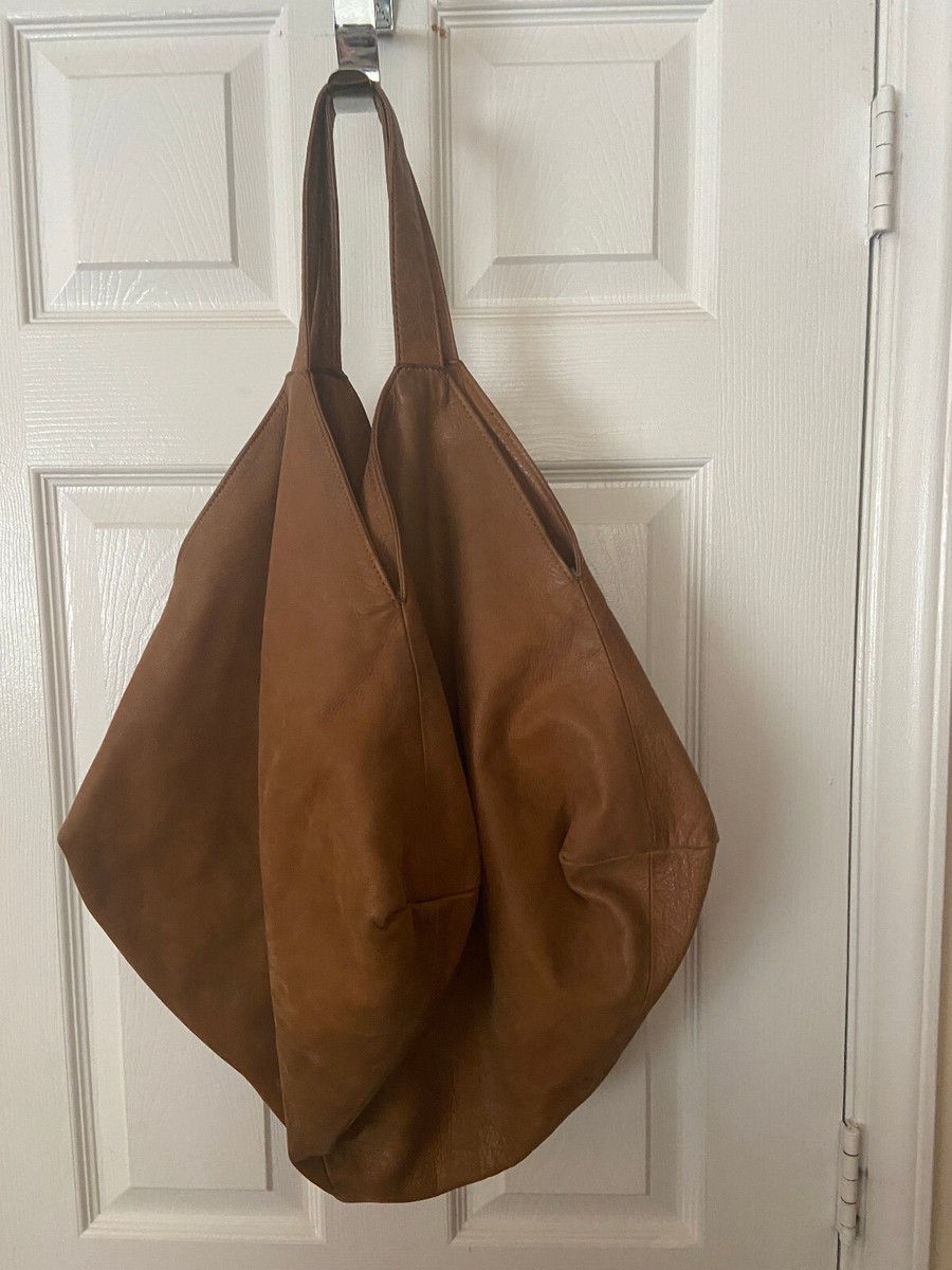 Womans Kookai Brown Calfskin Leather Tote Shoulder Handbag