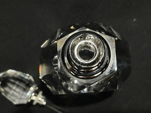 Crystal Perfume Bottle Beautiful Cut Crystal Clear Collectible Art Deco 3-3/4in” - Picture 5 of 6
