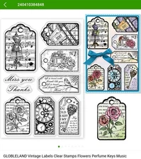 Sewing clear stamps Retro Tag card NEW Free Ship