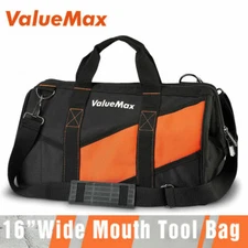 ValueMax 16" Zipper Wide Mouth Tool Bag Organizer Tote Adjustable Shoulder Strap
