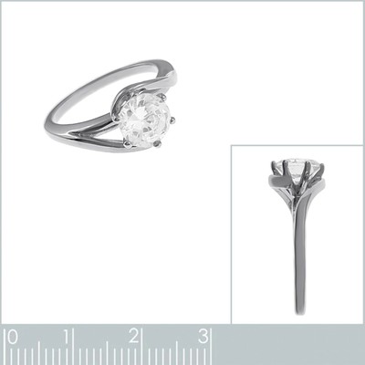 Bague Femme En Argent 925 Rhodié Avec Zirconium – Taille 56, Neuf Avec étiquettes