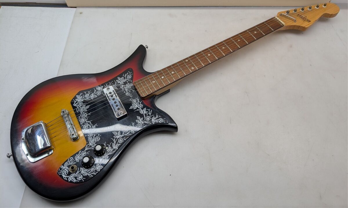 Vintage 1960s Teisco E-110 Tulip Sunburst Solid 6 String