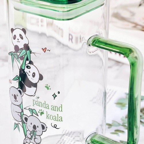 With Lid and Straw Transparent Glass Cup Square Water Cup Coffee Cup Home Bar - Picture 10 of 21