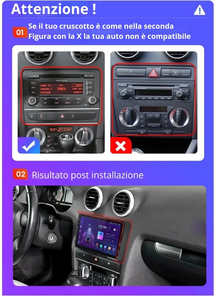 Autoradio Android 13 9” per Audi A3 8P (2003–2012) – GPS Navigatore, CarPlay - Immagine 3 di 4