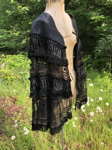 Vintage Antique 1800’s Black STUNNING  Hand sewn CAPE Museum Quality Strong A+
