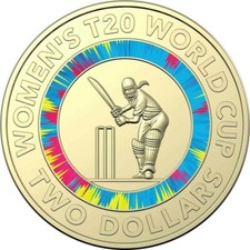 Women's T20 Cricket World Cup 2020 Two Dollar $2 Blue Coin Australia Rare - CIRC