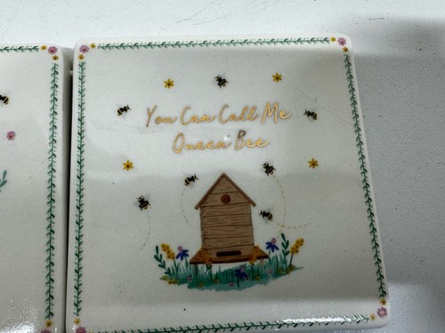 The Beekeepers Coasters Set Of Five Ceramic Tiles 10x10cm Excellent Condition - Picture 4 of 13