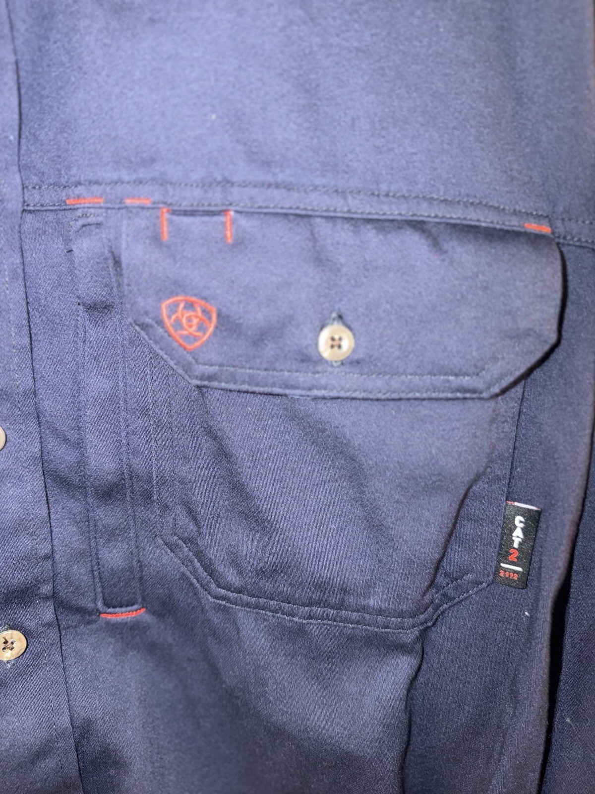 Ariat FR Western Performance Navy Vent Work Shirt… - image 1