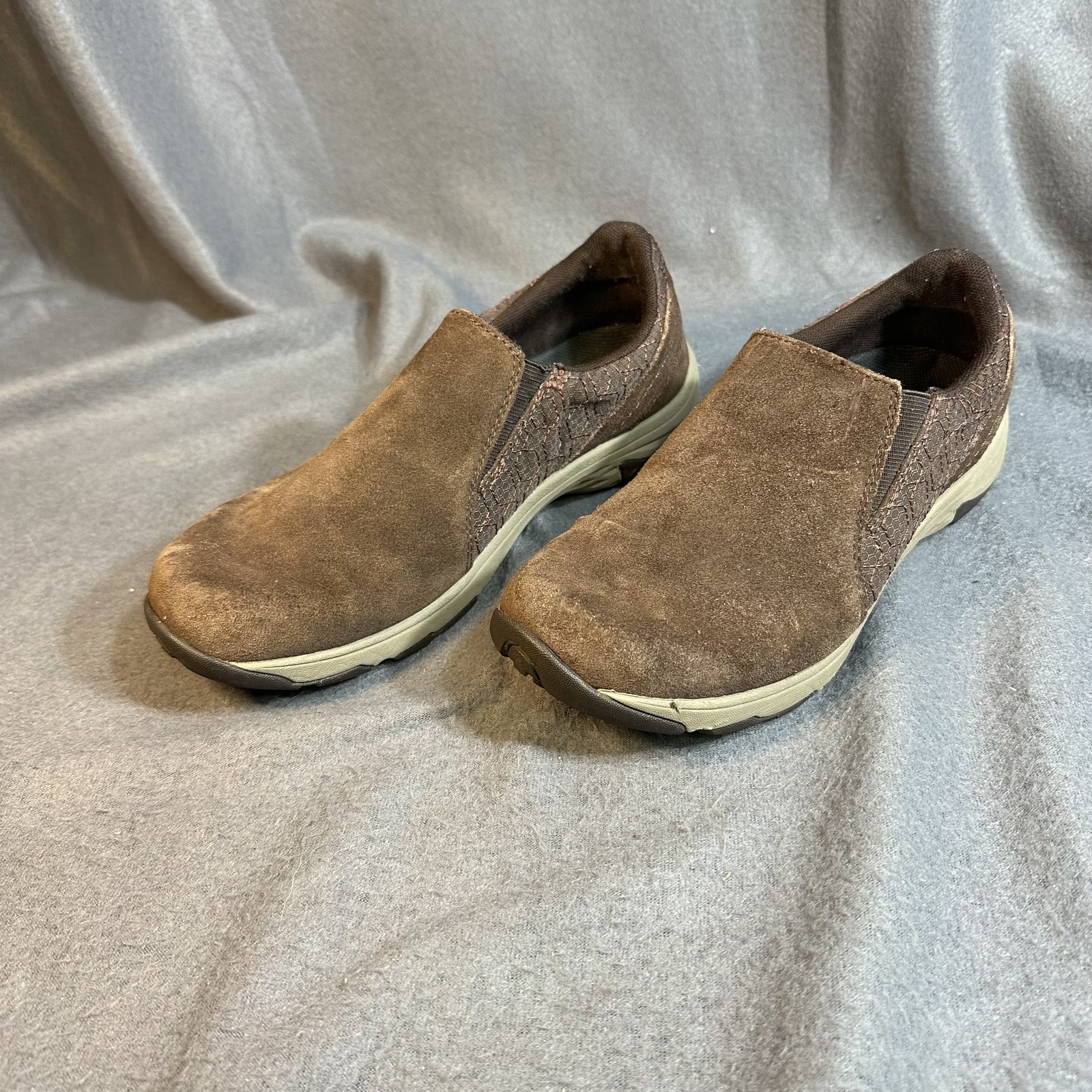 Scarpe Merrell donna taglia 8 mocassini comodi scamosciati marroni ammortizzati ad aria