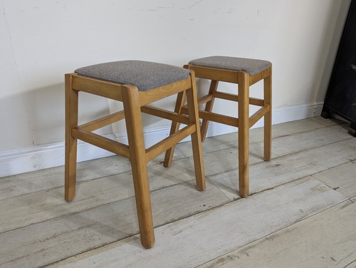 Vintage Retro Stackable Stools with fabric seat Pair 2 FREE POSTAGE  - Picture 3 of 19