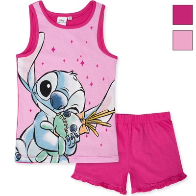 Disney Girls Lilo and Stitch Lightweight Cotton Short Pyjamas with Tank Top 7078