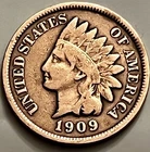 1909 Indian Head Cent Last Year Issue Antique US Penny Copper Coin JC1815