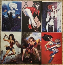 Elias Chatzoudis Signed Print Lot Of 6 - Harley Quinn Snow White Wonder Woman +