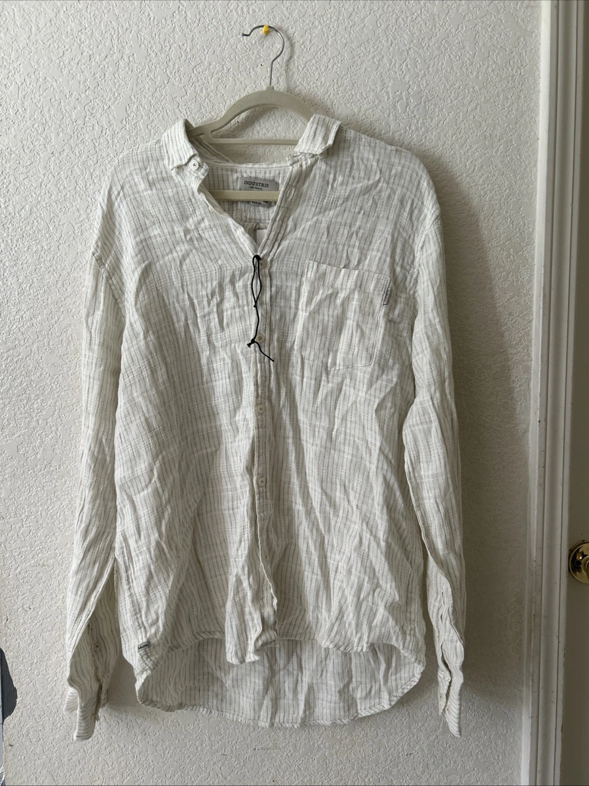 Industrie AU Loose Fit Linen Blend Button Up Shirt Size M NWT