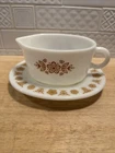 Pyrex Corelle Butterfly Gold Gravy Sauce Boat & Drip Dish Vintage 77-B & 77-U