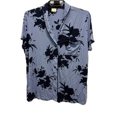 NWT Soma Cool Nights SS Notch Collar Pajama Top Floral Grapemist Blue Women XL