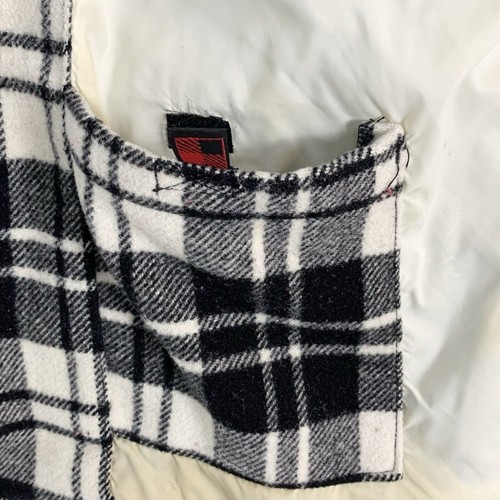 Woolrich Women's L Moccasin Plaid Black White Pea Coat Jacket Wool Nylon - Picture 8 of 10