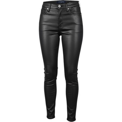 Veronica Beard Debbie High Rise Ankle Skinny Coated Faux Leather Jeans Black 26