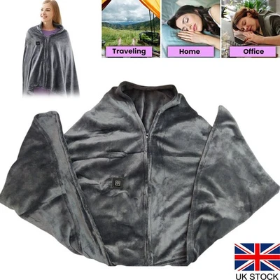 USB Heated Warm Shawl&Wrap Throw with 3 Levels&8 Heating Zone For Home Office UK