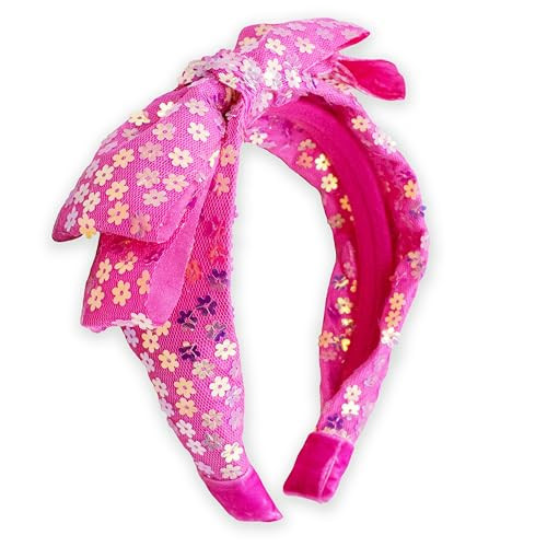 Haarband, Hot Pink glitzernde Pailletten Schleife Stirnband für Mädchen - kleines Mädchen - Bild 1 von 7