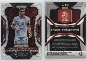 2022 Panini Prizm World Cup Qatar White Sparkle Prizm Robert Lewandowski #170